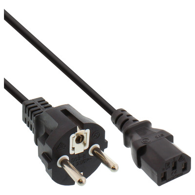 35er Bulk-Pack InLine Netzkabel, Schutzkontakt gerade auf Kaltgerätestecker C13, 1,8m, schwarz (Produktbild 1)