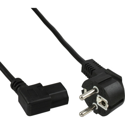 35er Bulk-Pack InLine Netzkabel, Schutzkontakt gewinkelt auf Kaltgerätestecker C13 links abgewinkelt, 1,8m, schwarz
