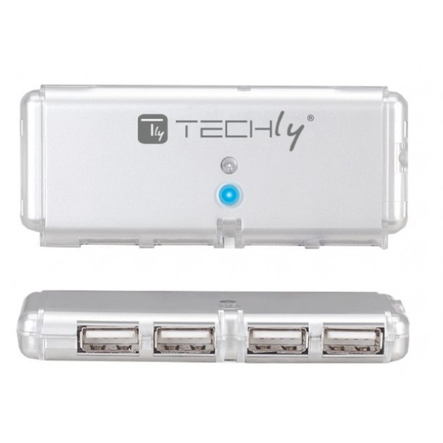 4-port Mini USB2.0 Hub, silber, 