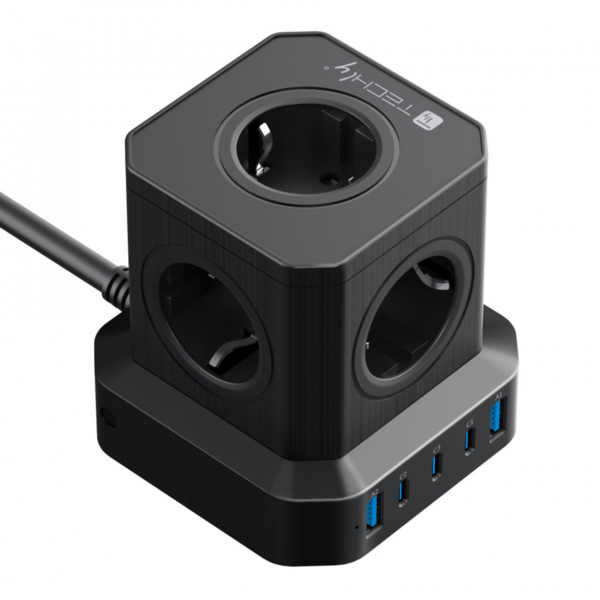 5-fach USB Ladewürfel 2xUSB-A 3xUSB-C?, schwarz GaN 65W