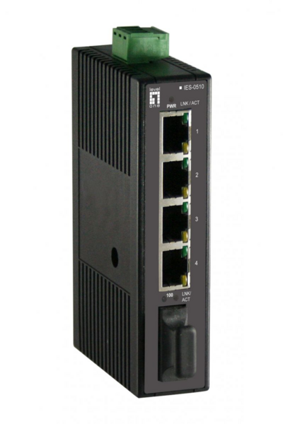 5-Port Fast Ethernet Industrial Switch DIN-Schiene, 1 x SC Multi-Mode Glasfaser, -20°C bis 70°C Industrial Ethernet