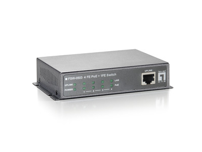 5-Port-Fast Ethernet PoE Switch, 4x FEPoE, + 1x FE (90W)
