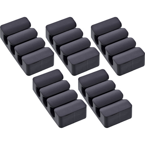 5er Pack InLine® Kabelclip, 3-fach, selbstklebend, schwarz