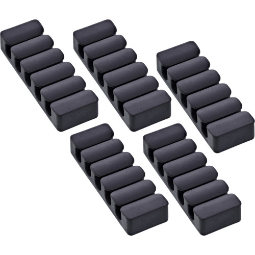 5er Pack InLine® Kabelclip, 5-fach, selbstklebend, schwarz