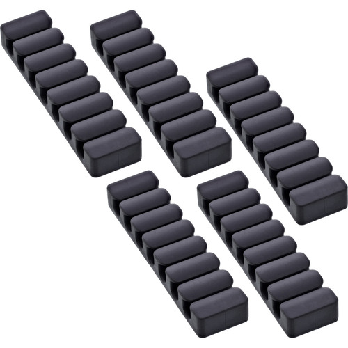 5er Pack InLine® Kabelclip, 7-fach, selbstklebend, schwarz