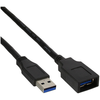 80er Bulk-Pack InLine® USB 3.2 Kabel Verlängerung, A Stecker / Buchse, schwarz 1m (Produktbild 1)
