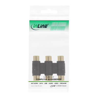 InLine® Audio/Video Adapter, 3x Cinch Buchse auf 3x Cinch Buchse, vergoldet (Produktbild 2)