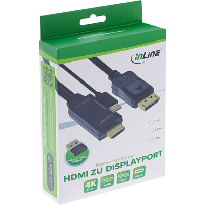 InLine® HDMI zu DisplayPort Konverter Kabel, 4K/60Hz, schwarz, 2m  (Produktbild 5)