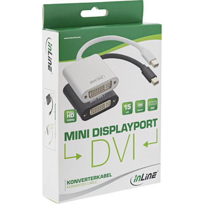InLine® Mini DisplayPort zu DVI Adapter Aluminium, schwarz, 0,15m (Produktbild 2)