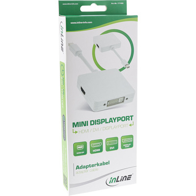 InLine® Mini DisplayPort zu HDMI/DVI/DisplayPort Adapterkabel, weiß (Produktbild 3)