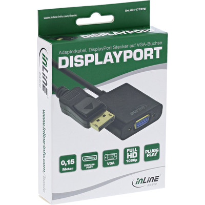 InLine® Basic DisplayPort zu VGA Adapterkabel, schwarz, 0,15m (Produktbild 3)
