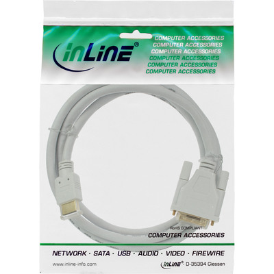 InLine® HDMI-DVI Kabel, weiß / gold, HDMI Stecker auf DVI 18+1 Stecker, 5m (Produktbild 2)
