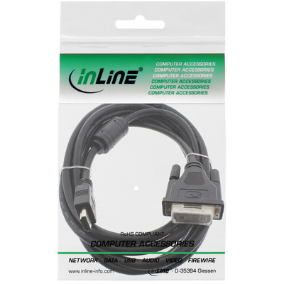 InLine® HDMI-DVI Adapterkabel, 19pol Stecker auf 18+1 Stecker, mit Ferrit, 0,5m (Produktbild 2)