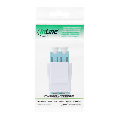 InLine® LWL Keystone Snap-in Kupplung weiß, Duplex LC/LC, multimode, türkis (Produktbild 3)