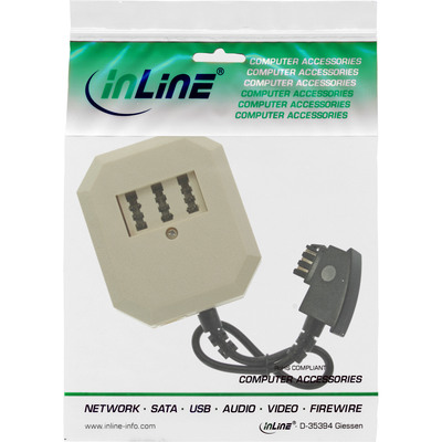 InLine® TAE Adapter, TAE-F Stecker an TAE NFF + RJ11 (6P4C) Buchse, 0,2m (Produktbild 2)