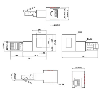 InLine® Patchkabel-Adapter Cat.6A, RJ45 Stecker/Buchse, 90° rechts gewinkelt (Produktbild 3)