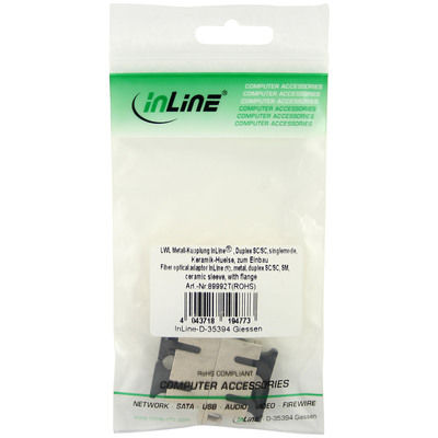 InLine® LWL Metall-Kupplung, Duplex SC/SC, singlemode, Keramik-Hülse, zum Einbau (Produktbild 3)
