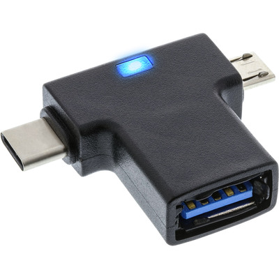 InLine® USB 3.1/2.0 T-Adapter, USB-C Stecker oder Micro-USB an A Buchse (Produktbild 2)