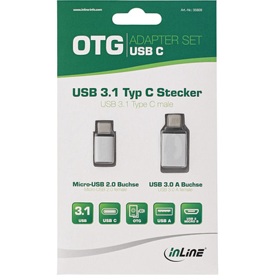 InLine® USB Adapter-Set USB-C an USB 2.0 Micro-B & USB 3.2 Gen.1 USB-A (Produktbild 3)