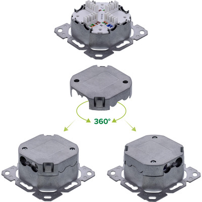 InLine® Cat.6A Netzwerkdose, 2x RJ45, AP/UP, geschirmt, weiß, 76842A (Produktbild 3)
