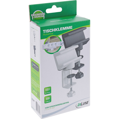 InLine® Tischklemme für Steckdosenleiste, drehbar, Schraubklemme, weiß (Produktbild 6)