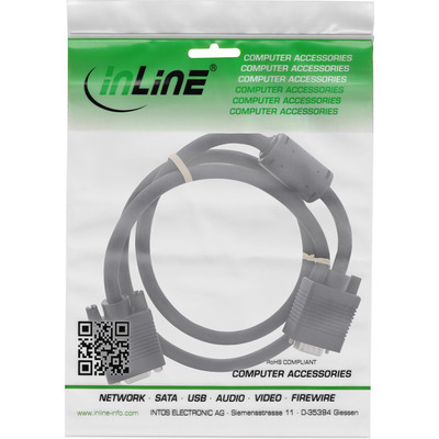 InLine® S-VGA Verlängerung, 15pol HD Stecker / Buchse, schwarz, 5m (Produktbild 2)