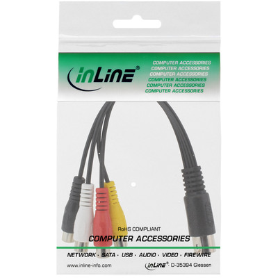 InLine® DIN Adapterkabel 5pol DIN Stecker auf 4x Cinch Buchse, 0,2m (Produktbild 2)