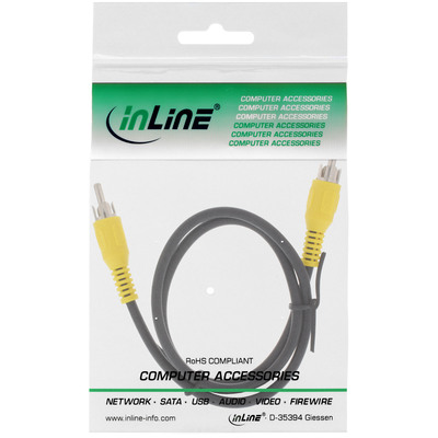 InLine® Cinch Kabel, Video, 1x Cinch Stecker / Stecker, Steckerfarbe gelb, 1m (Produktbild 2)