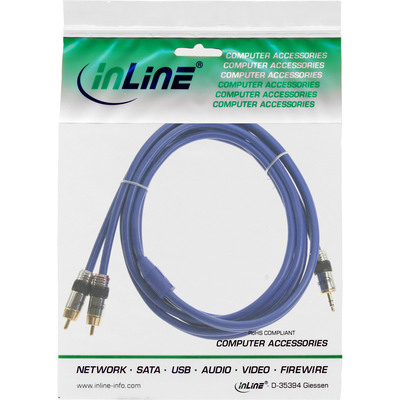 InLine® Cinch/Klinke Kabel, PREMIUM, 2x Cinch Stecker an 3,5mm Klinke, 0,5m (Produktbild 2)