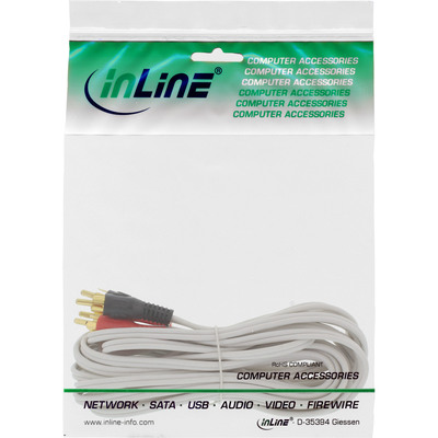 InLine® Cinch Kabel, 2x Cinch, Stecker / Stecker, weiß / gold, 5m (Produktbild 2)