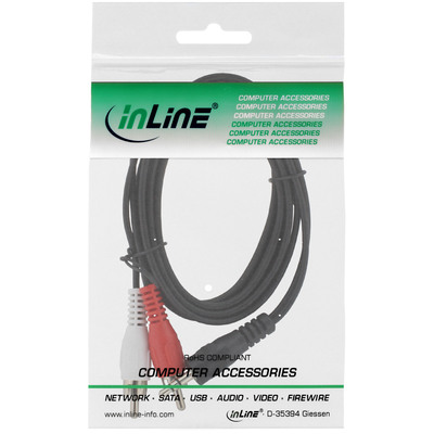 InLine® Cinch/Klinke Kabel, 2x Cinch Stecker an 3,5mm Klinke Stecker, 2m (Produktbild 2)