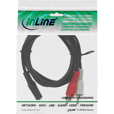 InLine® Cinch/Klinke Kabel, 2x Cinch Stecker an 3,5mm Klinke Buchse, 3m (Produktbild 2)