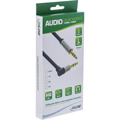 InLine® Slim Audio Kabel Klinke 3,5mm ST/ST, gewinkelt, Stereo, 10m (Produktbild 2)