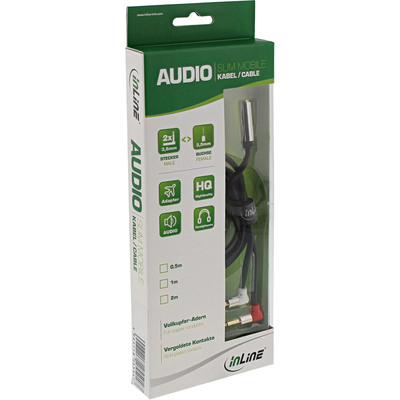 InLine® Slim Audio Kopfh. Flugz.-Adapterkab., 2x3,5mm ST / 3,5mm BU 3pol., 1m (Produktbild 2)