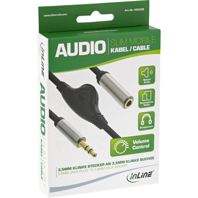 InLine® Slim Audio Kabel Klinke 3,5mm ST / BU, mit Lautstärkeregler, 0,25m (Produktbild 3)