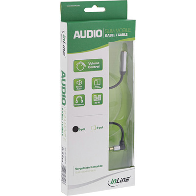 InLine® Slim Audio Kabel Klinke 3,5mm ST gewinkelt / BU, mit Lautstärkeregler (Produktbild 3)