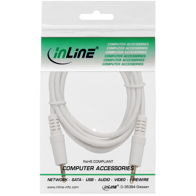 InLine® Klinke Kabel, 3,5mm Stecker / Stecker, Stereo, weiß / gold, 2m (Produktbild 2)