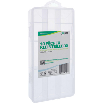 InLine® Kleinteilebox, 10 Fächer, Abmessungen: 206x107x33mm, transparent (Produktbild 3)