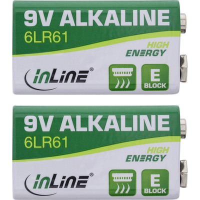 InLine® Alkaline High Energy Batterie, 9V Block 6LR61, 2er Blister (Produktbild 2)