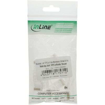 InLine® Modularstecker, 10P10C zum Crimpen (Westernstecker) auf Flachkabel, 10er (Produktbild 2)