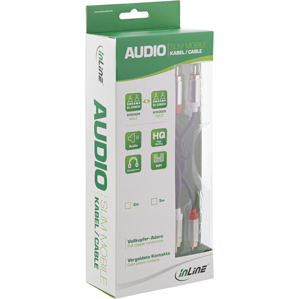 InLine® Slim Audio Kabel 2x Cinch ST/ST, Stereo, 2m (Produktbild 11)