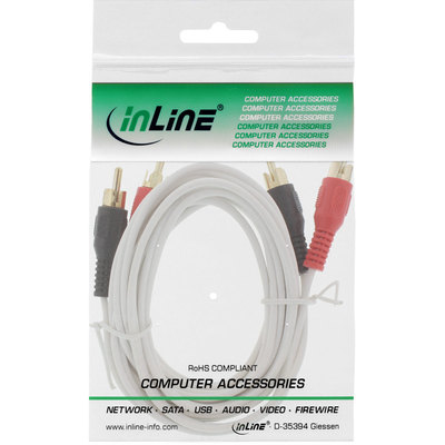 InLine Cinch Kabel, 2x Cinch, Stecker / Stecker, wei / gold, 2m (Produktbild 11)