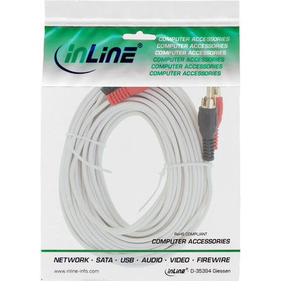 InLine® Cinch Kabel, 2x Cinch, Stecker / Stecker, weiß / gold, 10m (Produktbild 11)