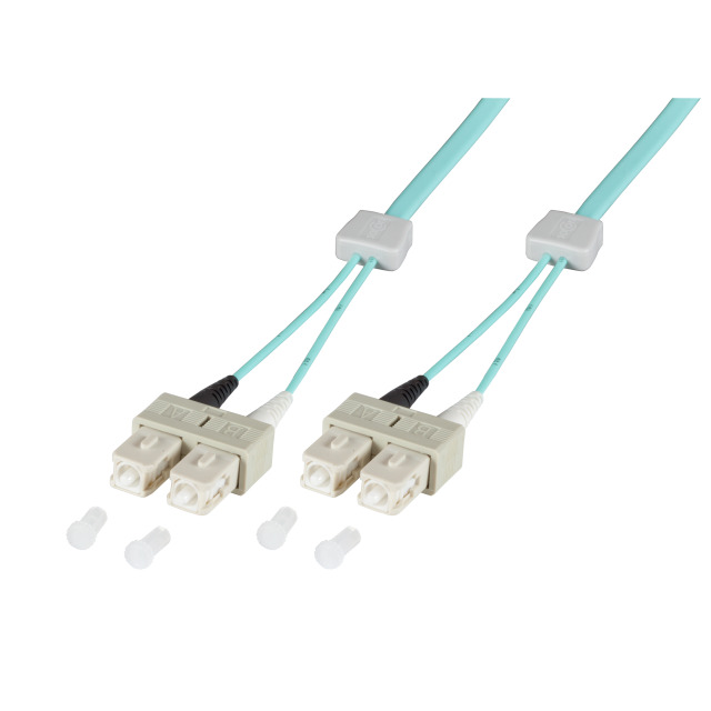 Glasfaserkabel SC - SC, aqua Duplex Jumper, LED Lichtwellenleiter
