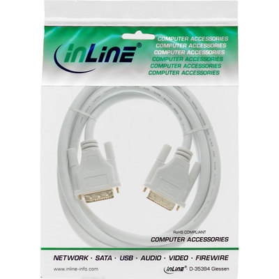 InLine DVI-D Kabel, digital 24+1 Stecker / Stecker, Dual Link, weiß / gold, 2m (Produktbild 11)
