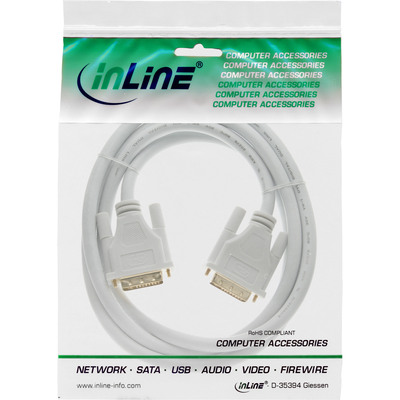 InLine® DVI-D Kabel, digital 24+1 Stecker / Stecker, Dual Link, weiß / gold, 2m (Produktbild 2)