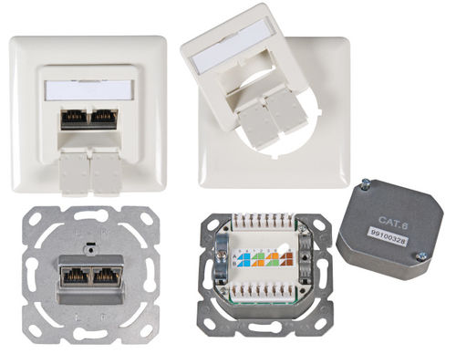 Datendose Cat.6 UP 9010 ob/un, 2xRJ45, CLASS E, V1-2016, ET-25211.1V1 (Produktbild 1)