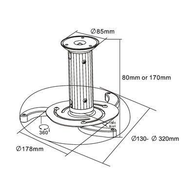 InLine® Deckenhalterung für Beamer, Höhe 130/200mm, max. 10kg (Produktbild 2)