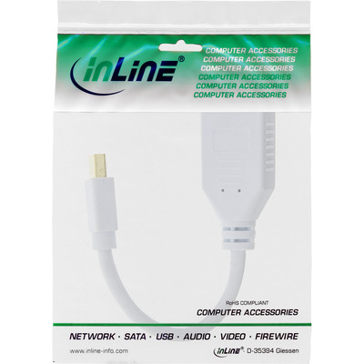 InLine® Kabel Mini DisplayPort ST zu DisplayPort BU, 4K2K, weiß, 0,15m (Produktbild 2)