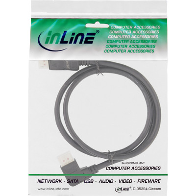 InLine® DisplayPort 1.4 Kabel, 8K4K, links gewinkelt, schwarz/gold, 1m (Produktbild 2)